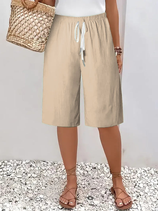 Women's Casual Straight Cotton and Linen Shorts