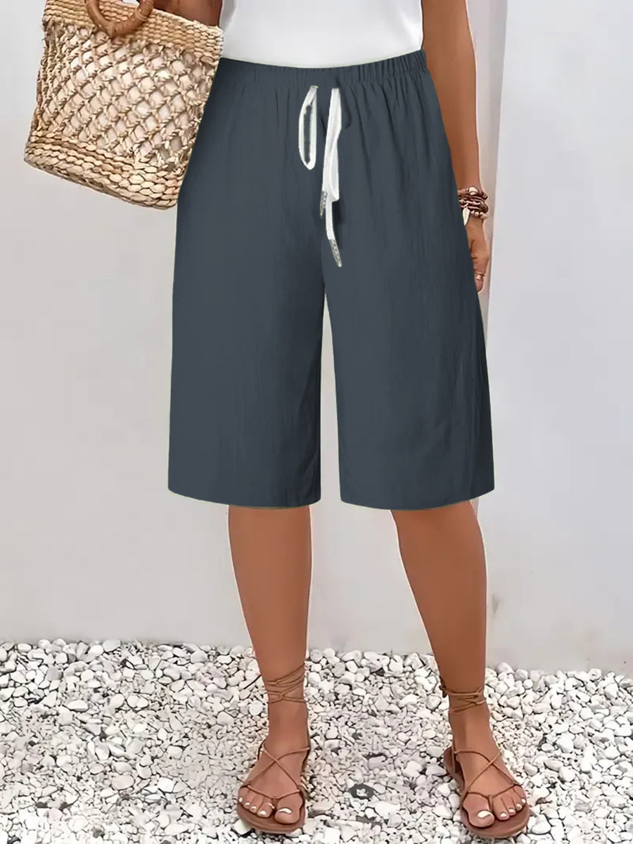Women's Casual Straight Cotton and Linen Shorts