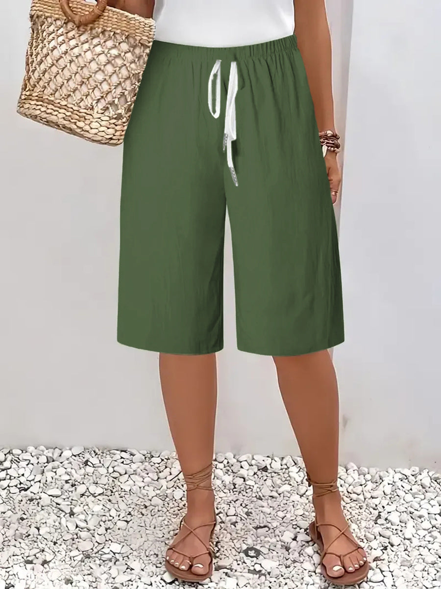 Women's Casual Straight Cotton and Linen Shorts