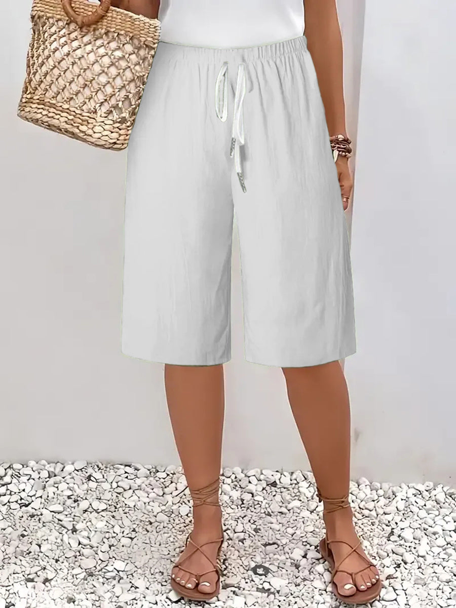Women's Casual Straight Cotton and Linen Shorts
