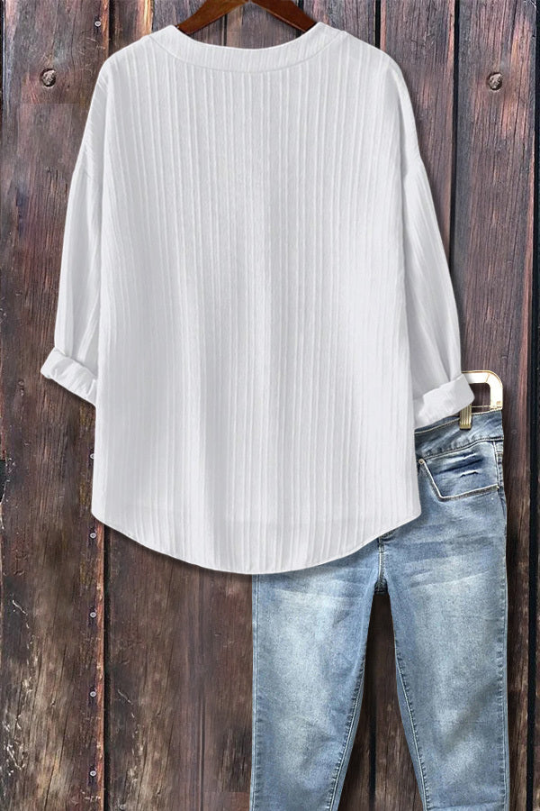 Solid Split Neck Front Pocket Top
