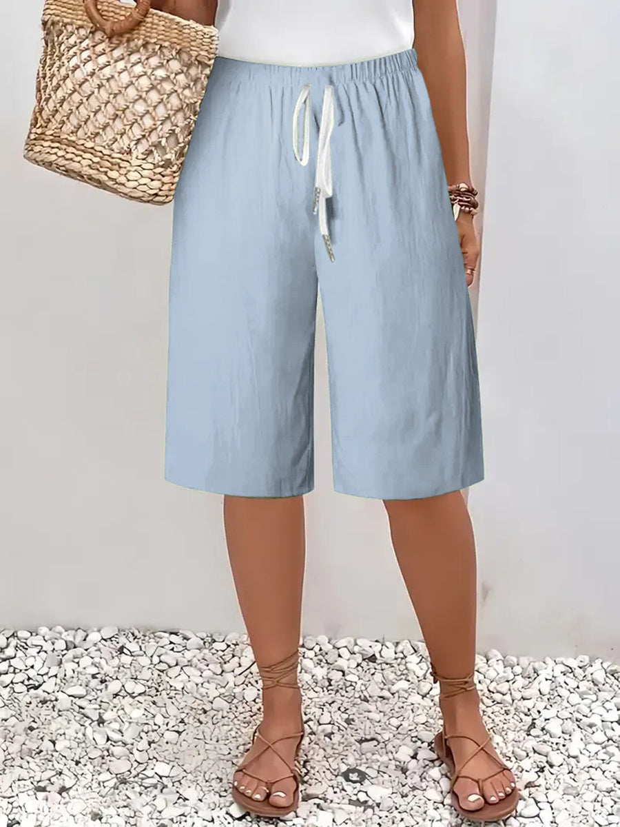 Women's Casual Straight Cotton and Linen Shorts