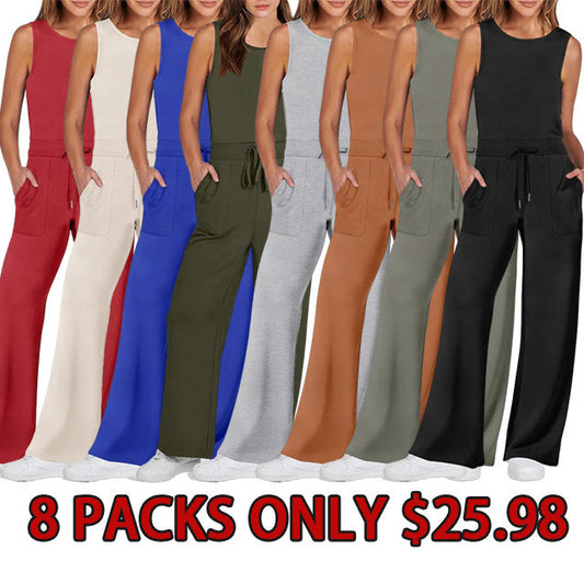 Womens Jumpsuits 2025 Casual Summer Dressy Romper Sleeveless Wide Leg Long Pants Outfits Fashion Travel Clothes