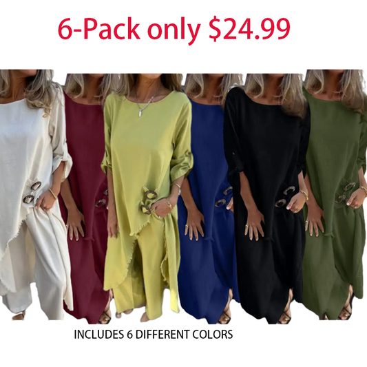 🎉2025 NEW SALES - 49% OFF🔥Women's Irregular Dress and Loose Fit Pants (2-Piece Set)