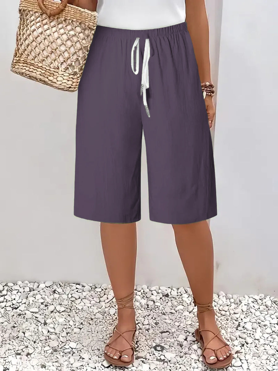 Women's Casual Straight Cotton and Linen Shorts
