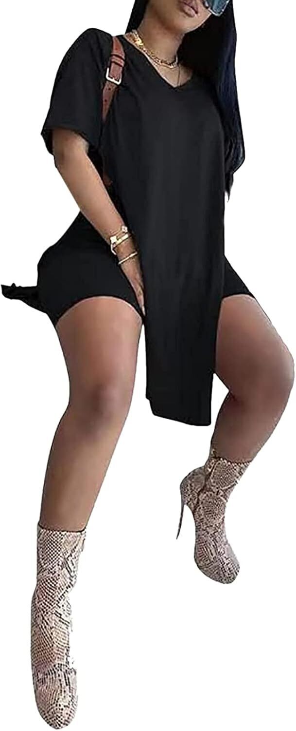 🔥LAST DAY 70% OFF💖Women’s Casual 2 Piece Outfits V Neck Side Split Tops and Shorts Set Tracksuit
