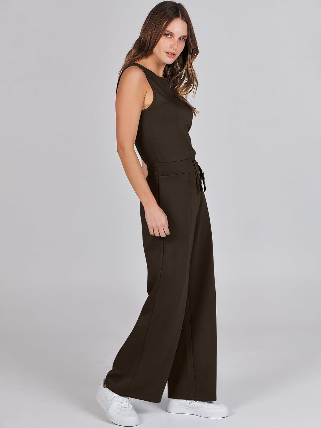 Womens Jumpsuits 2025 Casual Summer Dressy Romper Sleeveless Wide Leg Long Pants Outfits Fashion Travel Clothes