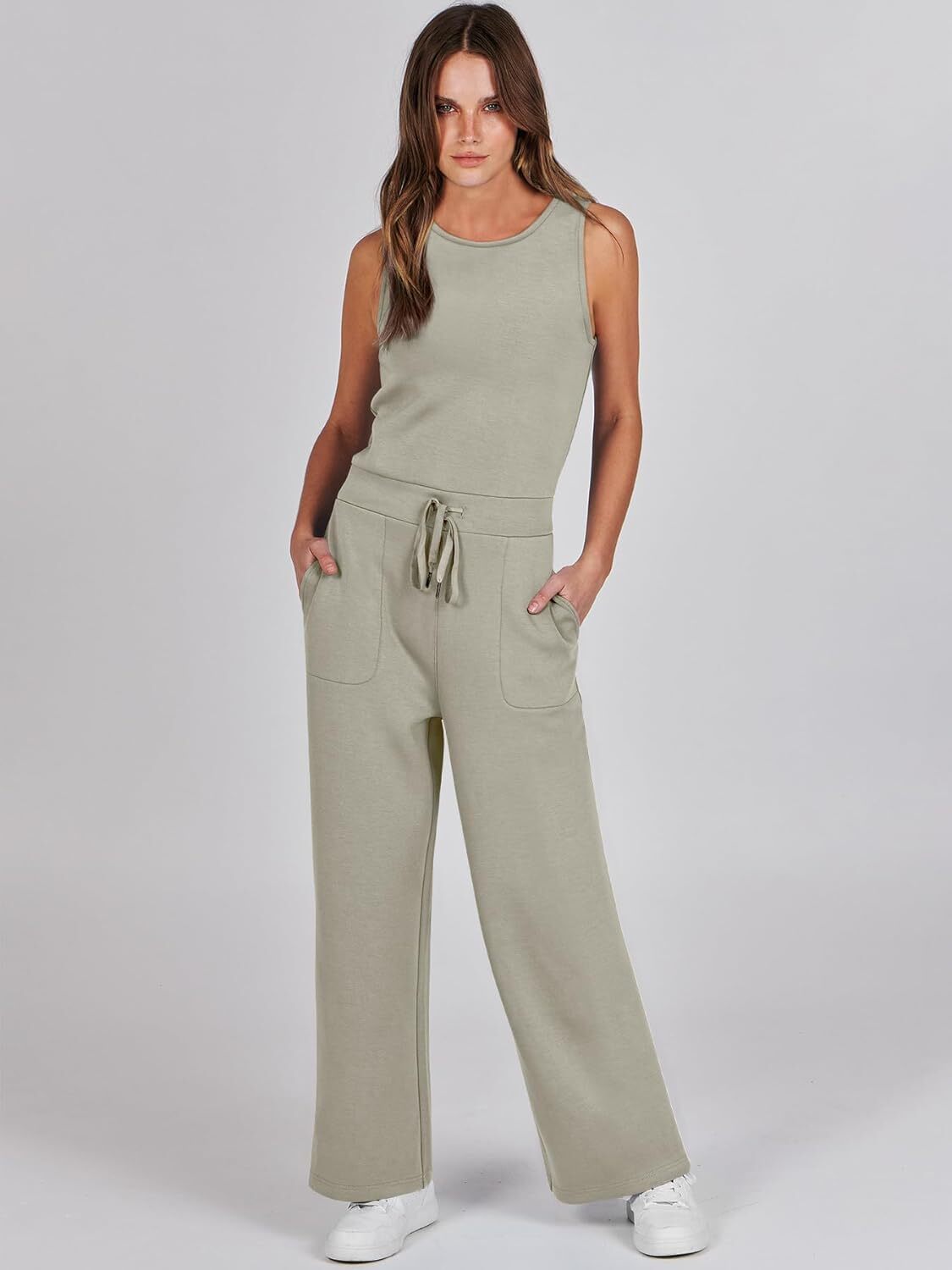 Womens Jumpsuits 2025 Casual Summer Dressy Romper Sleeveless Wide Leg Long Pants Outfits Fashion Travel Clothes