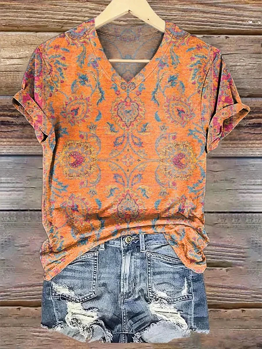 Women's Retro Ethnic Totem Print Cotton And Linen Casual Pants