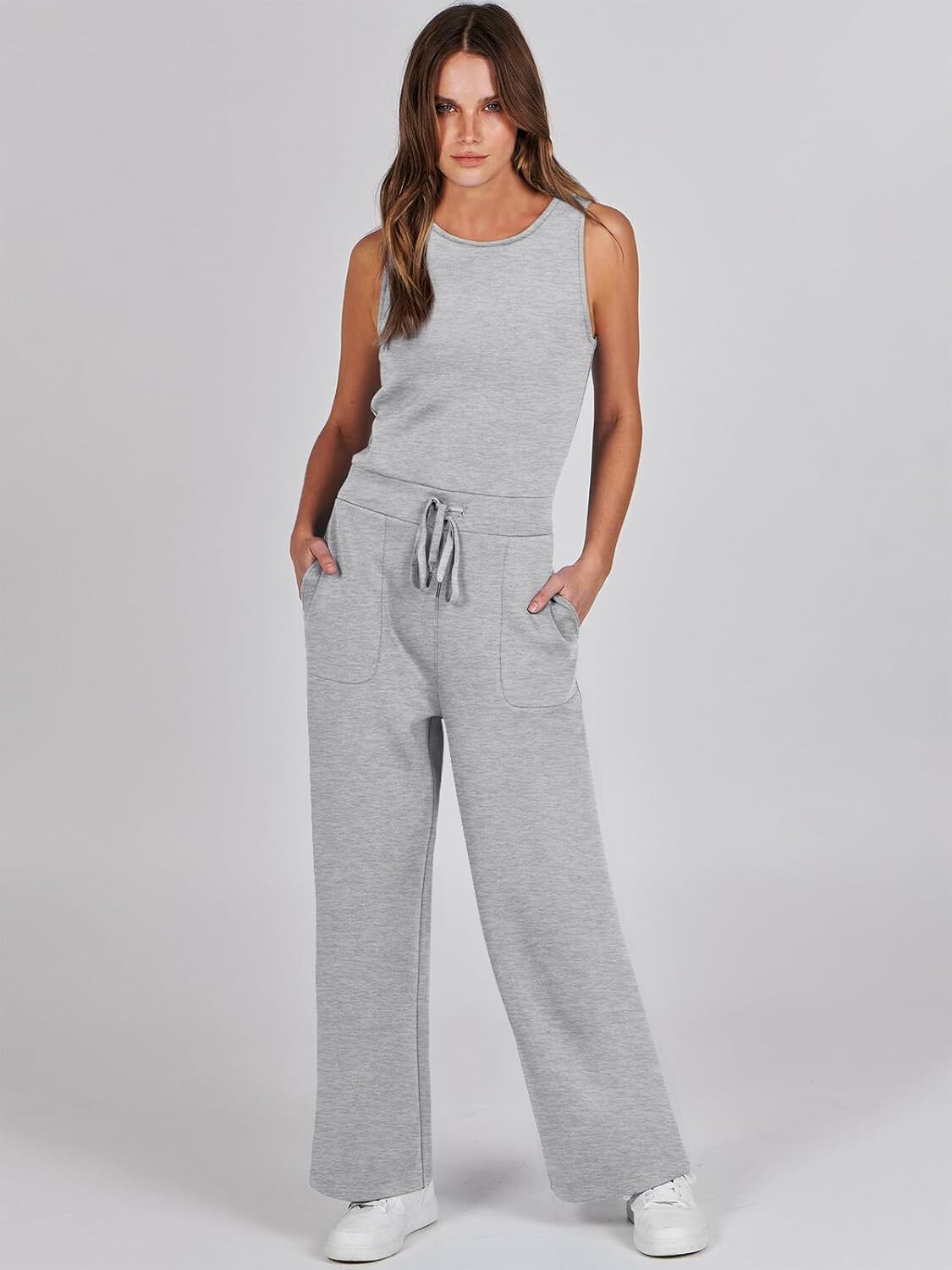 Womens Jumpsuits 2025 Casual Summer Dressy Romper Sleeveless Wide Leg Long Pants Outfits Fashion Travel Clothes