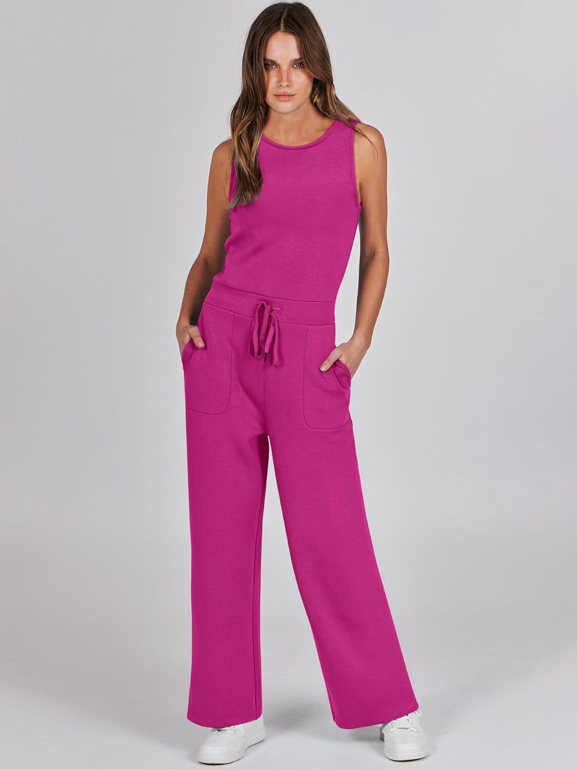 Womens Jumpsuits 2025 Casual Summer Dressy Romper Sleeveless Wide Leg Long Pants Outfits Fashion Travel Clothes