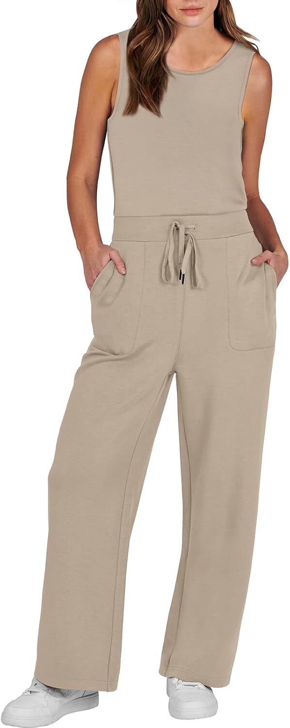 Womens Jumpsuits 2025 Casual Summer Dressy Romper Sleeveless Wide Leg Long Pants Outfits Fashion Travel Clothes