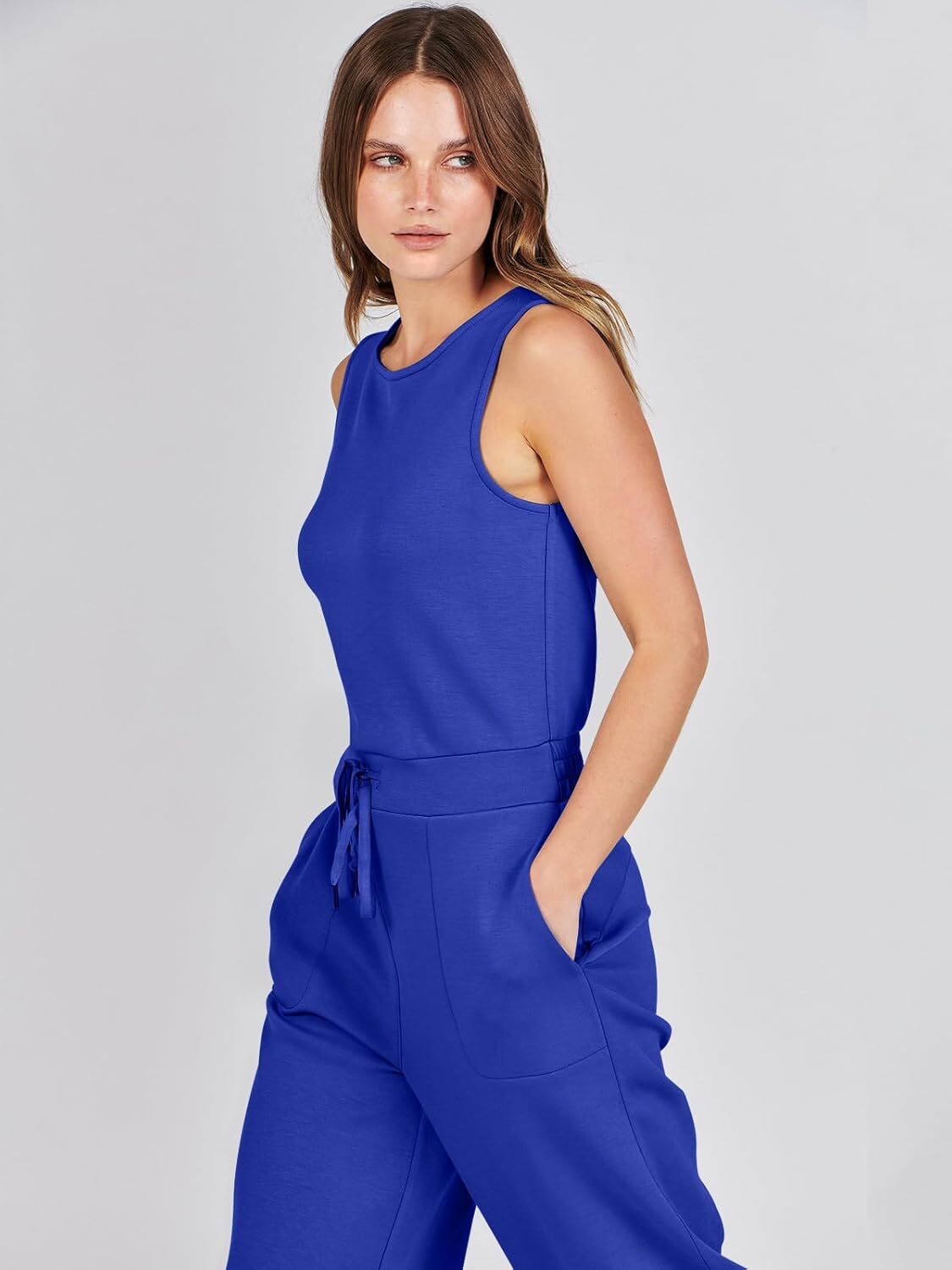 Womens Jumpsuits 2025 Casual Summer Dressy Romper Sleeveless Wide Leg Long Pants Outfits Fashion Travel Clothes