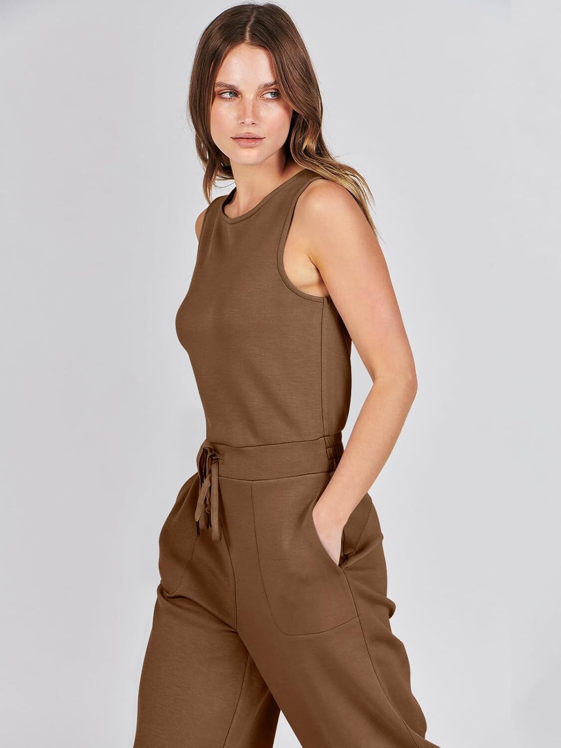Womens Jumpsuits 2025 Casual Summer Dressy Romper Sleeveless Wide Leg Long Pants Outfits Fashion Travel Clothes