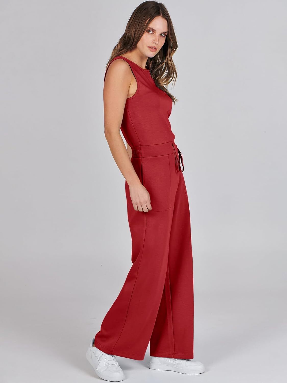 Womens Jumpsuits 2025 Casual Summer Dressy Romper Sleeveless Wide Leg Long Pants Outfits Fashion Travel Clothes