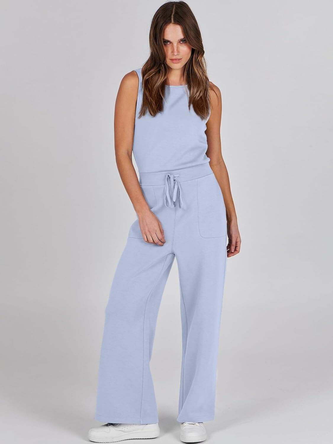 Womens Jumpsuits 2025 Casual Summer Dressy Romper Sleeveless Wide Leg Long Pants Outfits Fashion Travel Clothes