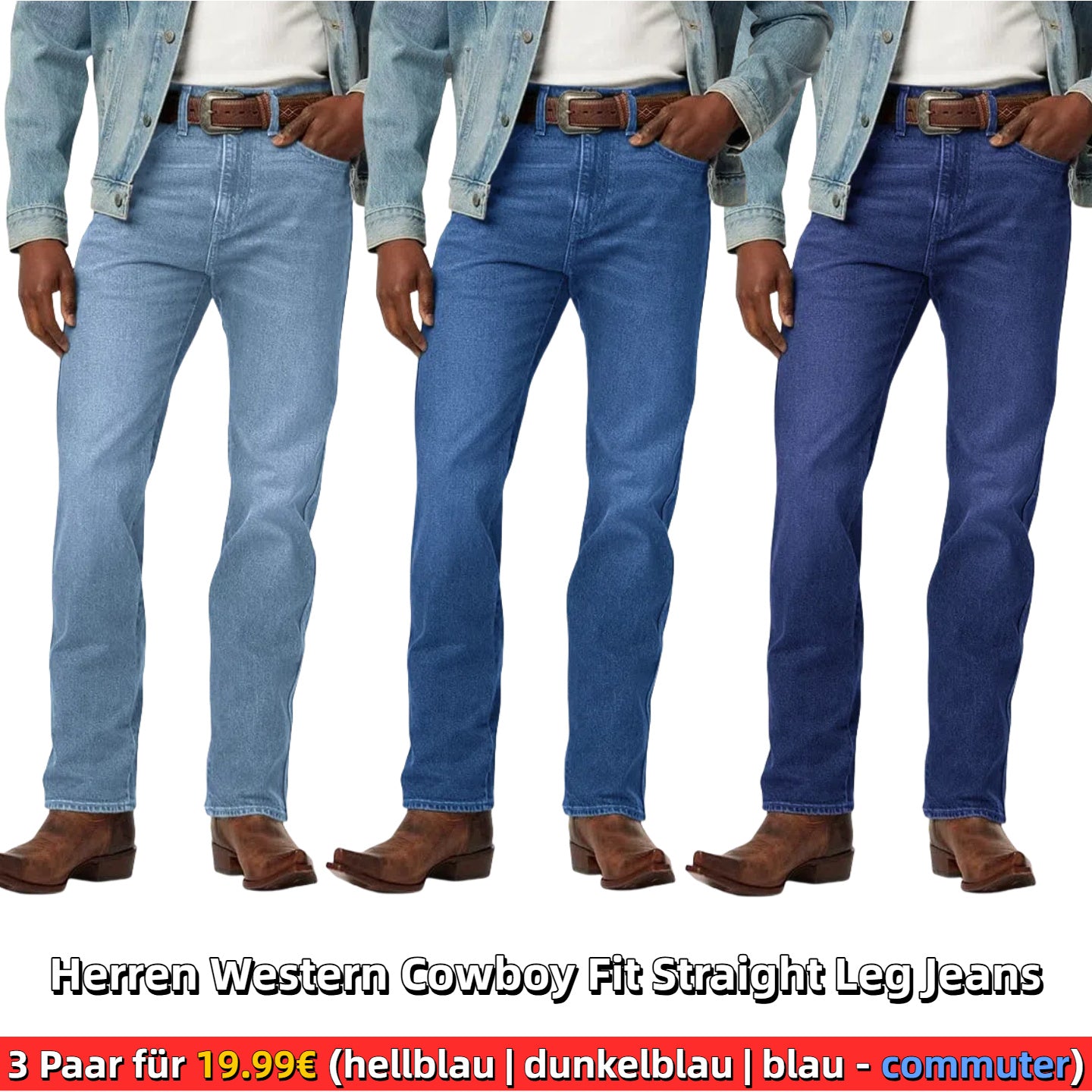【Best Jeans Top 1】 Men's Western Cowboy Fit Straight Leg Jeans