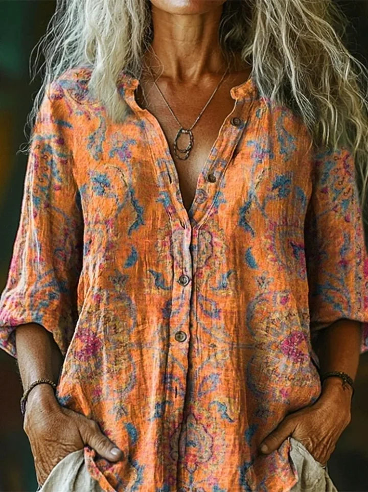 Women's Retro Ethnic Totem Print Cotton And Linen Casual Pants