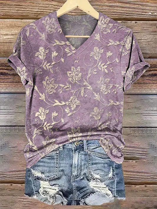 Women's Vintage Folk Art Floral Printed Cotton And Linen Casual Pants