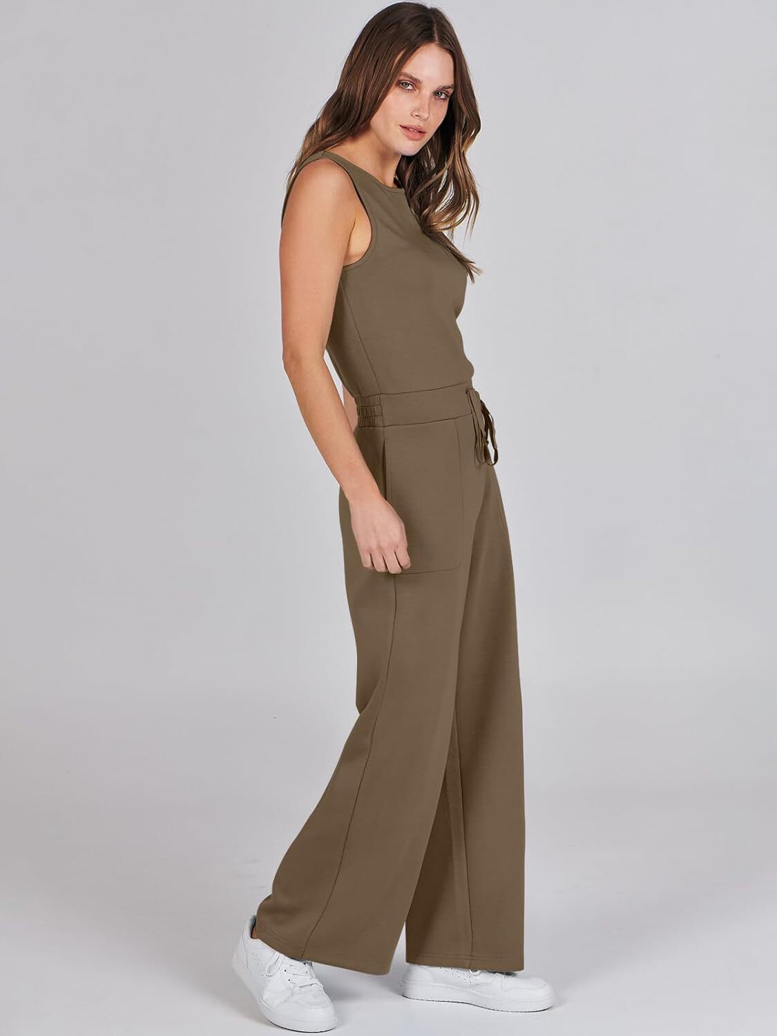Womens Jumpsuits 2025 Casual Summer Dressy Romper Sleeveless Wide Leg Long Pants Outfits Fashion Travel Clothes