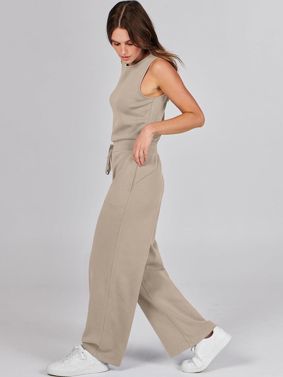 Womens Jumpsuits 2025 Casual Summer Dressy Romper Sleeveless Wide Leg Long Pants Outfits Fashion Travel Clothes