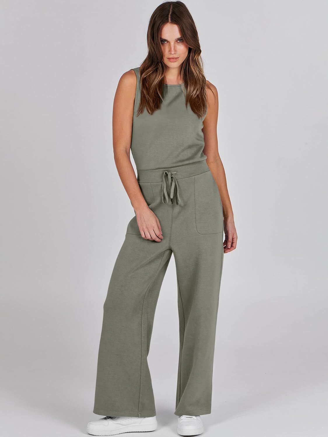 Womens Jumpsuits 2025 Casual Summer Dressy Romper Sleeveless Wide Leg Long Pants Outfits Fashion Travel Clothes
