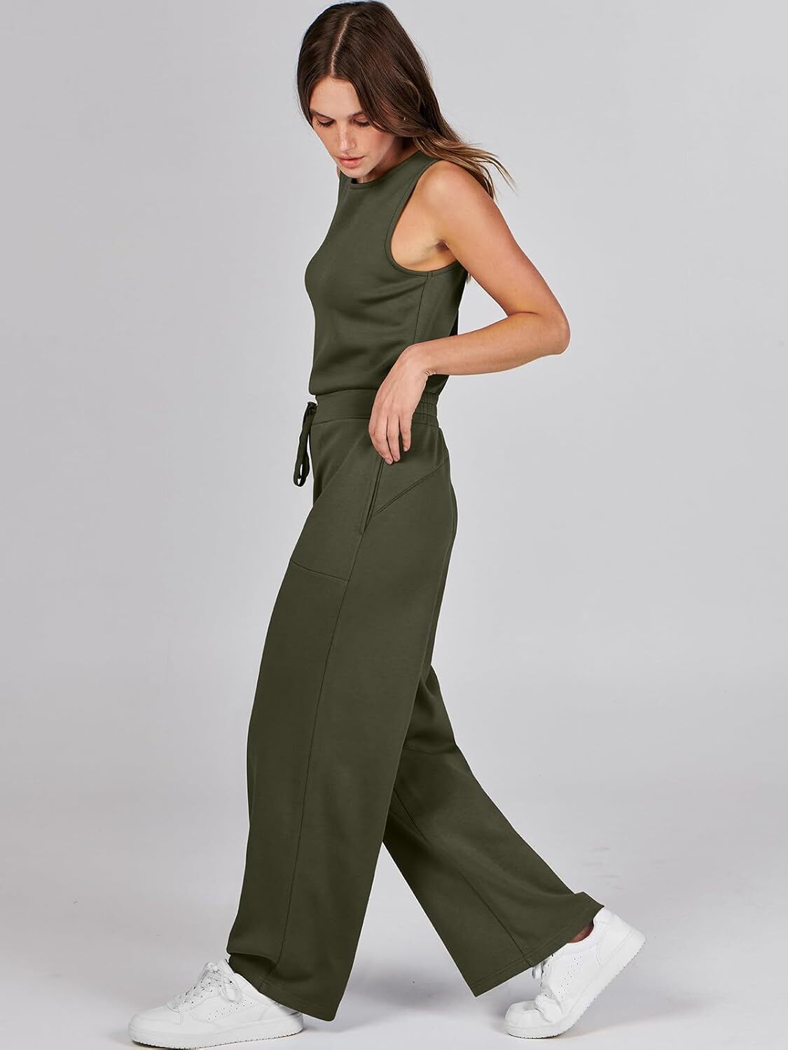 Womens Jumpsuits 2025 Casual Summer Dressy Romper Sleeveless Wide Leg Long Pants Outfits Fashion Travel Clothes