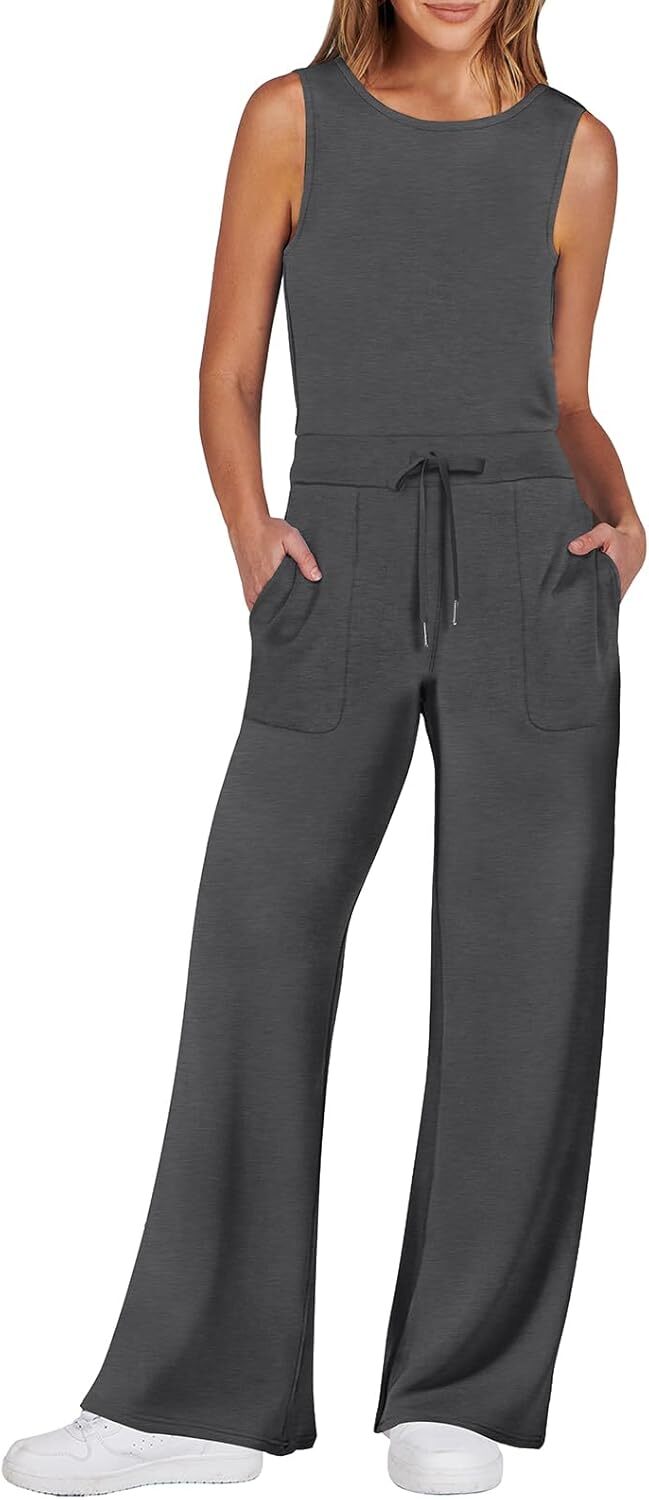 Womens Jumpsuits 2025 Casual Summer Dressy Romper Sleeveless Wide Leg Long Pants Outfits Fashion Travel Clothes